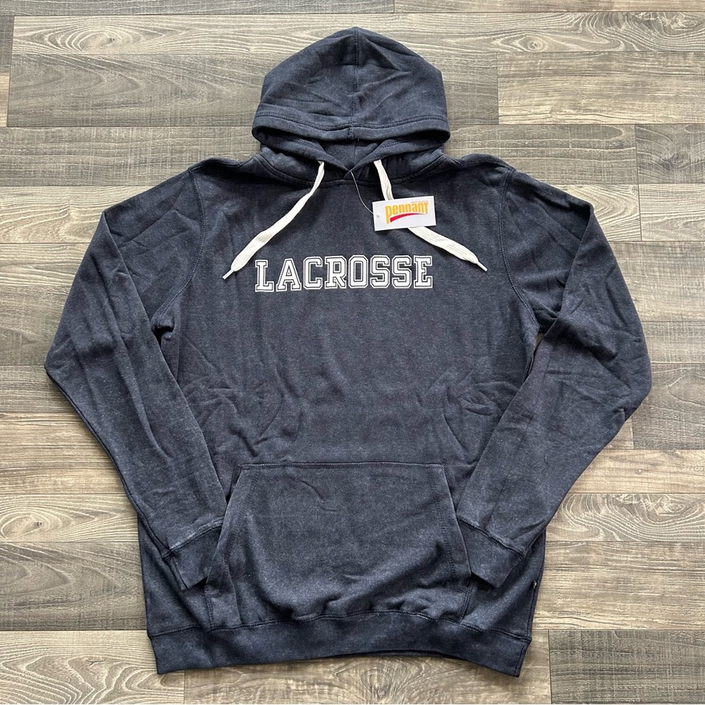 NWT Navy Distress Washed Lacrosse Hooded Swestshirt